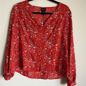 NWT Red floral top